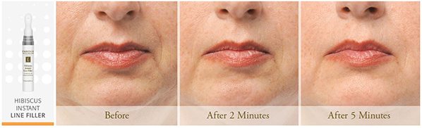 Before and after results using Eminence Organics Hibiscus Instant Line Filler
