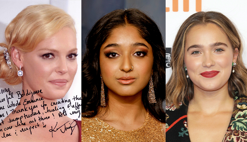 Haley Lu Richardson, Maitreyi Ramakrishnan and Katherine Heigl
