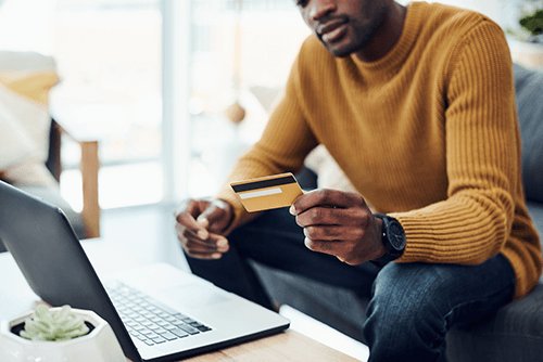 A man making an online purchase