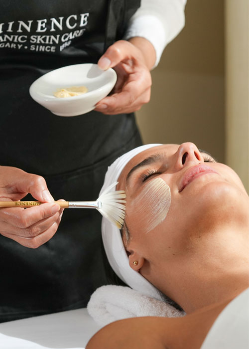 a woman getting a facial