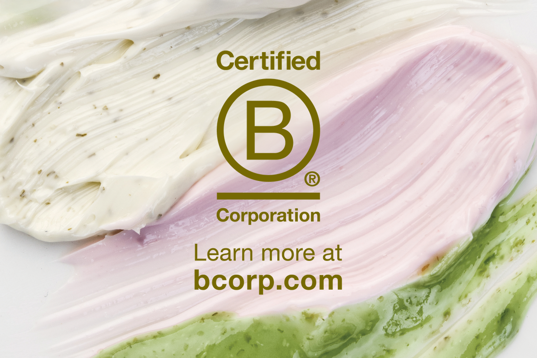 B Corporation Logo with product Swatches