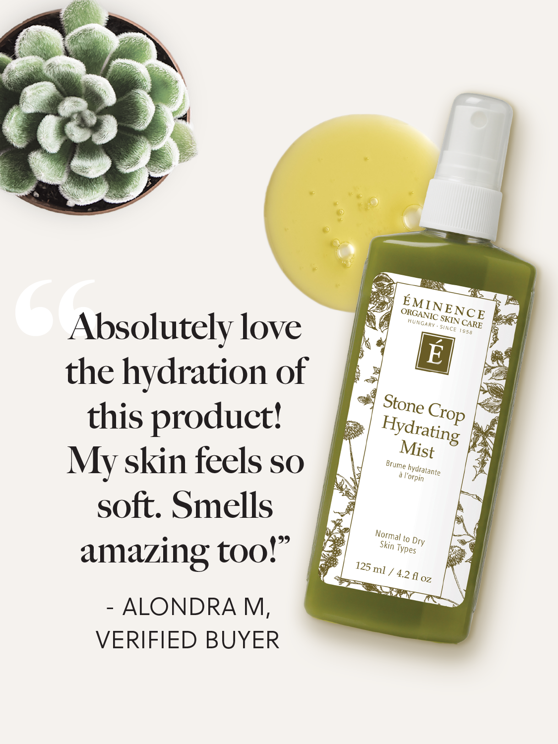 Eminence Organics Stone Crop Hydrating Mist Testimonial