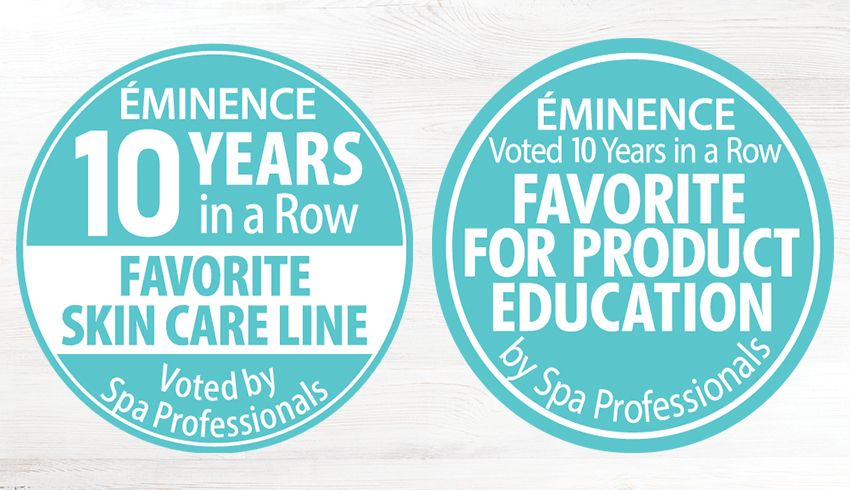 Spa Professionals Favorite Skin Care Line for 10 Years in a Row badge and Favorite for Product Education Voted 10 Years in a Row badge. 