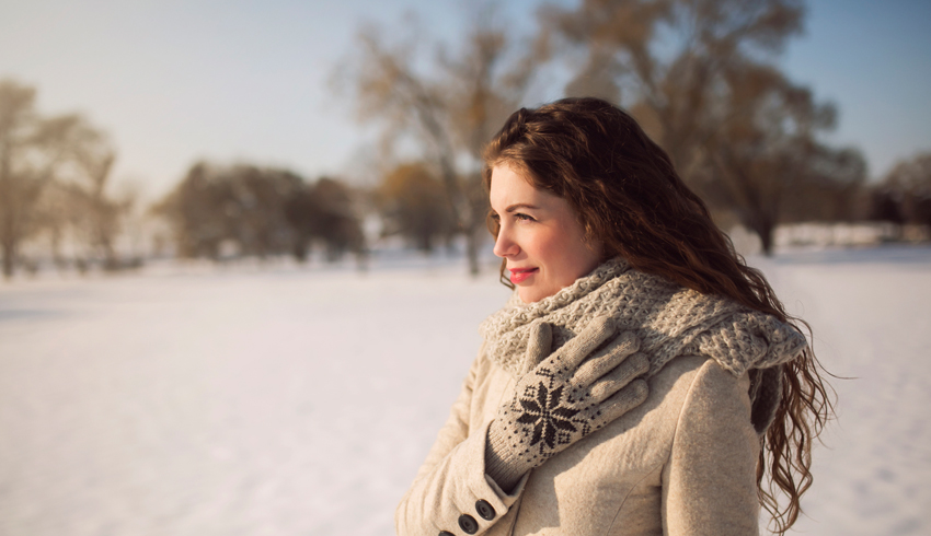 a woman outside in the cold