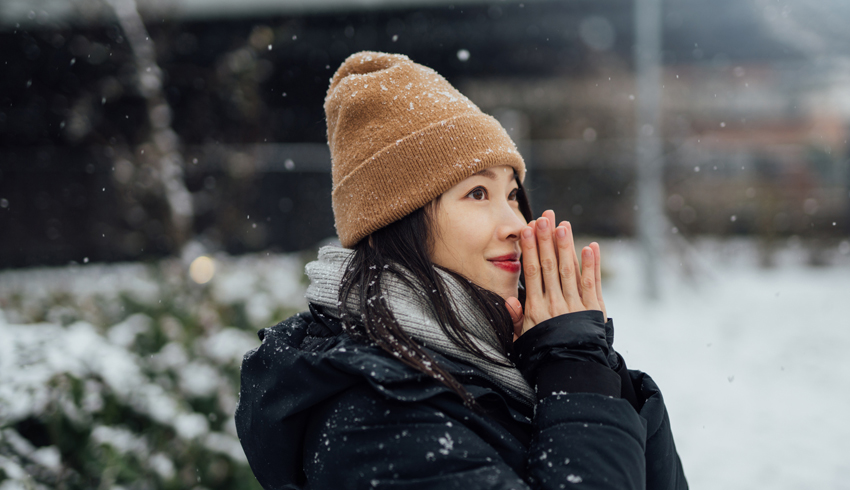 a woman in the snow