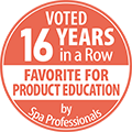 American Spa Professional's Choice Awards Winner for Product Education for Sixteen Consecutive Years