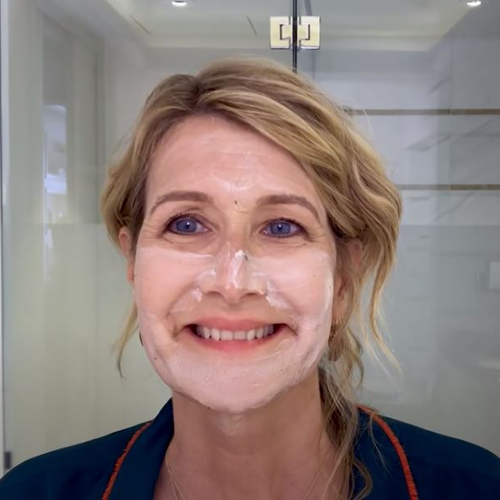 Laura Dern using Eminence Organics Clear Skin Probiotic Mask