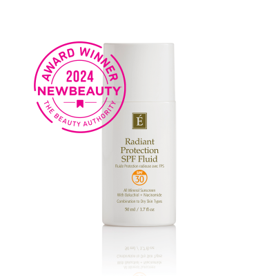 Radiant Protection SPF Fluid with NewBeauty Award badge